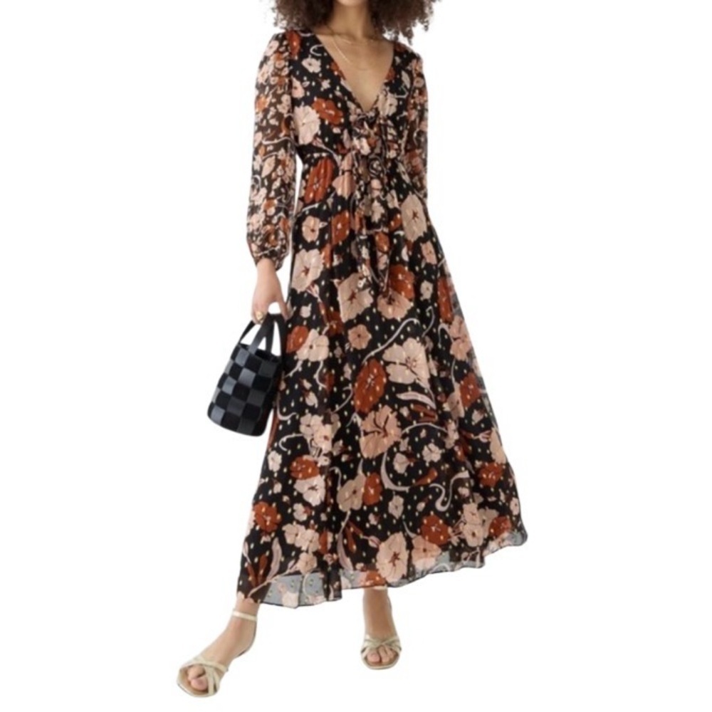 J.Crew tie-front Lurex dress in mixed print Women’s Size XS